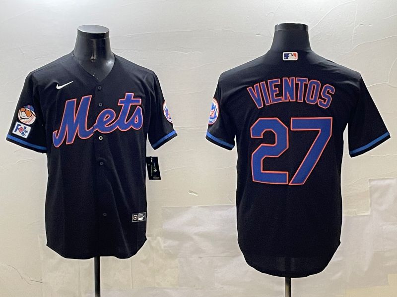 Men New York Mets #27 Vientos Black Game 2025 Nike MLB Jersey style 2->new york mets->MLB Jersey
